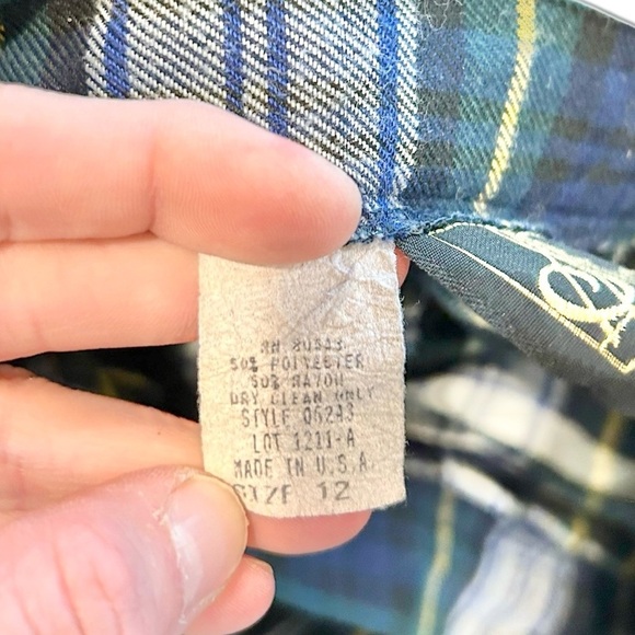 San Moire 90s Vintage Plaid Skirt Green Mini Length Size 12 Vintage School - Picture 4 of 5